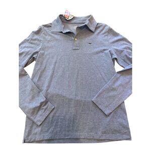 Vineyard Vines Boys L 16 Edgartown Long Sleeve Polo Shirt Hull Blue Nwt